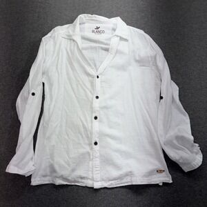 Blanco Women's White Long Sleeve Button Shirt Medium